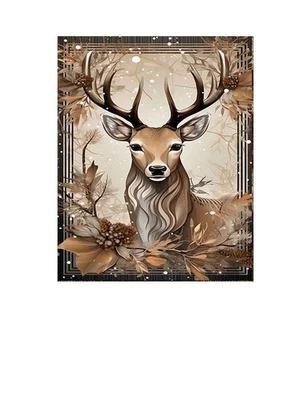 16x20 Brown Christmas Deer Wall Art Canvas Print - Image 1 of 4