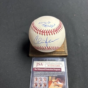 Charlie Sheen John Cusack Signed OML Baseball “Wild Thing” JSA COA Major League - Picture 1 of 4