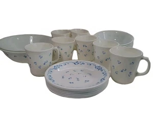 Corelle Provincia Blue flower Dishes 8 Small Plates 7 Mugs 6 Bowls 2 Big Bowls - Picture 1 of 13