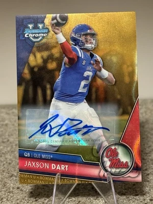 2023 Bowman University Chrome Rookie Jaxson Dart #191 AUTO 2/50    JERSEY MATCH - Image 1 of 2