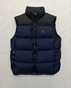 Polo Ralph Lauren Chaleco Puffer Para Hombres Mediano Azul Marino Negro Acolchado 150 Plumón Cremallera - Imagen 1 de 17