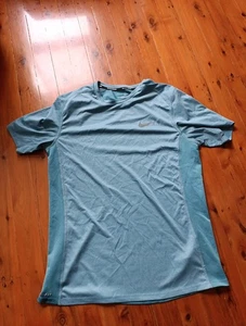 Nike Shirt Mens Medium Fitted Dri Fit Short Sleeve Teal Blue - Picture 1 of 3