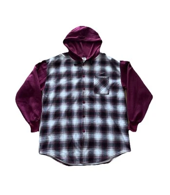 Sudadera con Capucha a Cuadros Nike Vintage Años 90 XXL Hecha en EE. UU. Abotonada Puntada Única Foto 1 de 4