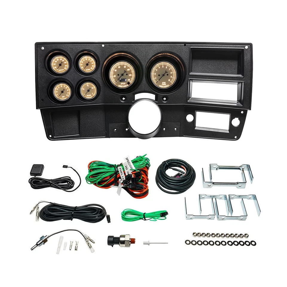 Juego de 6 calibres GlowShift clásico antiguo y panel de tablero para Chevy C10 73-87 Foto 1 de 4