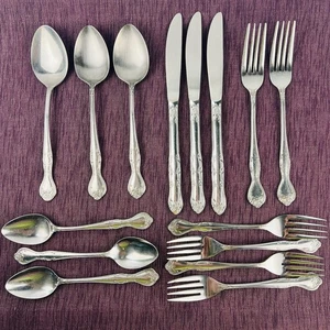 VINTAGE 15er SET NASCO EDELSTAHL NORMA JAPAN silberfarbenes BESTECK - Bild 1 von 3