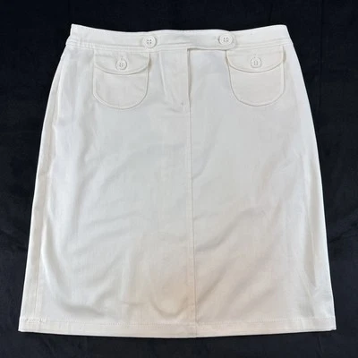 NUEVO CON ETIQUETAS Falda para mujer Emilio Pucci forrada mezcla de algodón hasta la rodilla crema, talla 10 Foto 1 de 4