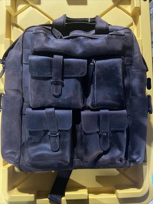 Polare Cowhide Leather Multiple Laptop Backpack Day pack Travel Dark Brown  - Image 1 of 4