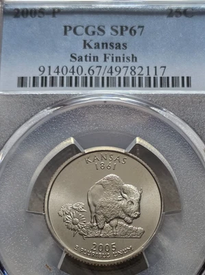 2005-P Washington Quarter- Kansas Satin Finish Certified MS67 by PCGS! - Image 1 of 2
