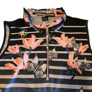Polo da golf Jamie Sadock 1/4 zip donna taglia XL senza maniche floreale tropicale - Foto 1 di 13