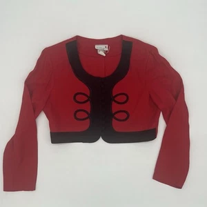 Vintage Scarlett Red Black Military Cropped Jacket 7/8 – Steampunk Goth - Picture 1 of 12