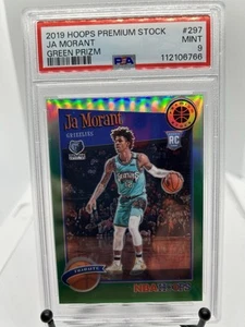 2019 Hoops Premium Stock RC Ja Morant Green Prizm #297 PSA 9 - Picture 1 of 2