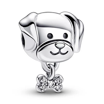PANDORA Schmuck Silber Charm Haustier Hund mit Knochen 792254C01 - Bild 1 von 4