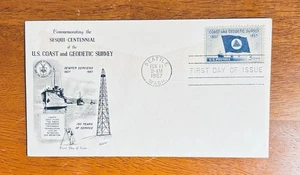 U.S. 150TH ANNIV. COAST AND GEODETIC SURVEY FDC1957 SC#1088 UA FLEETWOOD CACHET - Picture 1 of 3