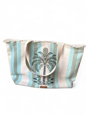 Bolso de Playa Spartina 449 Bolso Palmera Alljoy Landing Usado en Excelente Condición Flecos de Lona a Rayas Foto 1 de 4