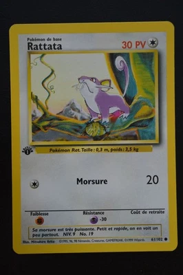 Pokémon TCG RATTATA 1ST EDITION FRENCH RATTATA Base Set 61/102 NM - Image 1 of 2