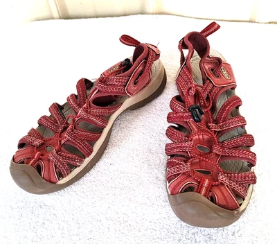 Sandálias femininas Keen 11 sussurros biqueira fechada cadarços dália vermelha ao ar livre... - Imagem 1 de 4
