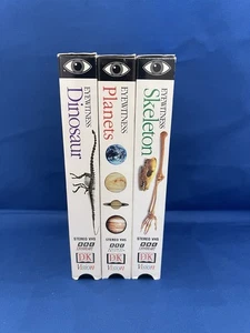 Set Of 3 VHS Eyewitness Educational Videos- Dinosaur, Planets, Skeleton - - Picture 1 of 15