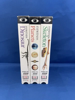 Set Of 3 VHS Eyewitness Educational Videos- Dinosaur, Planets, Skeleton - - Image 1 of 4