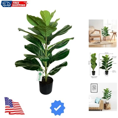Pequeña higuera de hoja de violín artificial de 30"/ficus lirata sintética para oficina en casa... Foto 1 de 4