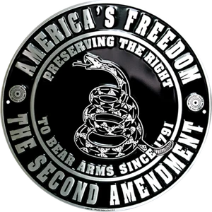 AMERICA'S FREEDOM THE SEGUNDA ENMIENDA 12" LETRERO REDONDO DE METAL PARA PORTAR ARMAS 1791 - Imagen 1 de 4