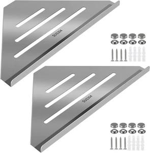 2 Pcs 304 Stainless Steel Corner Shelf, Triangle Shower Caddy with Screws - Picture 1 of 12