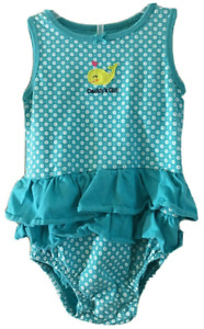 Carters Baby Girls 24 Months Swimsuit Daddy's Girl Blue Floral Ruffle Bottom