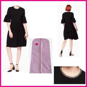 KATE SPADE MA CHERIE EMBELLISHED SWEATER DRESS SIZE L BLK W/GARMENT BAG NWT $348 - Picture 1 of 9