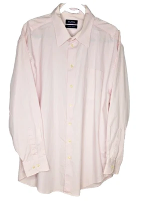 Camisa de vestir Nautica Comfort rosa elástica para hombre con botones talla 34/35 usada Foto 1 de 4