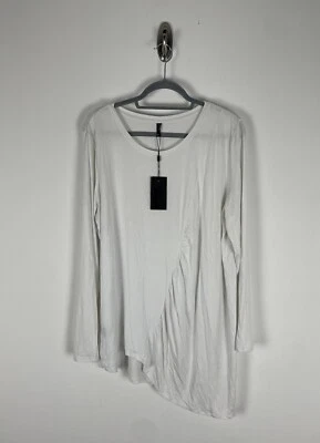 Nuevo con etiquetas Top túnica Stella Carakasi talla XL blanco asimétrico manga larga drapeado Foto 1 de 4