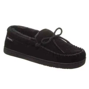 BEARPAW MOC II WIDE SUEDE SLIPPERS   Men's Size 9 Wide   BLACK   NEW IN BOX!! - Picture 1 of 8