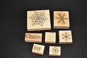 2006 " SNOWFLAKE SPOT " HOLZMONTIERTES GUMMISTEMPELSET VON STAMPIN UP SET OF 7 - Bild 1 von 4