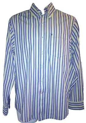 IZOD мужской на пуговицах синий в полоску платье рубашка размер S/P длинным рукавом   - Изображение 1 из 4