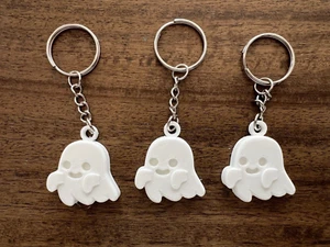 Lot of 3! Adorable White Ghost Keychain Halloween Spooky Casper Gift 3D Printed - Picture 1 of 3