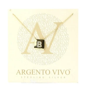 Argento Vivo Gold 'B' Cubic Zirconia Initial Pendant Necklace $78 - Picture 1 of 3