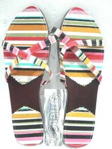 Gridlock Beachwear Women's Wood Canvas Multi Color Sandal Size Large New - Picture 1 of 1