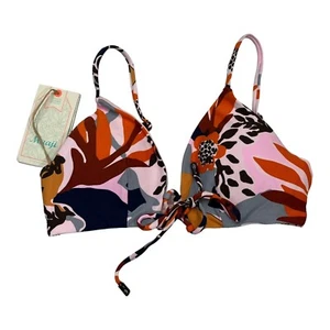 Maaji Womens S Tie Back Bikini Top Bathing Suit Bikini Reversible Pink Coral - Picture 1 of 7