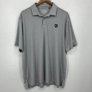Columbia Golf Texas A&M Aggies Polo Shirt Men's 2XL Gray Short Sleeve Striped - Picture 1 of 12