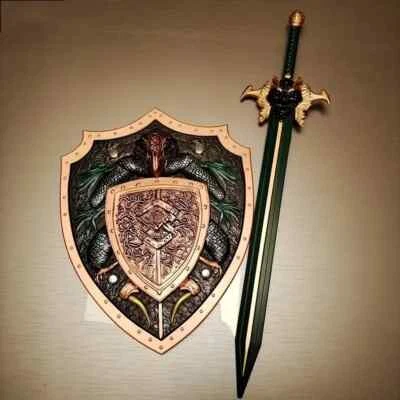 Conjunto de espada e escudo de espuma de poliuretano tartaruga preta - Imagem 1 de 2