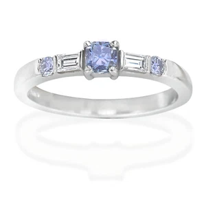 Anillo de Compromiso de Platino Diamante Azul 0,71 quilates GIA Radiante Elegante Gris Azul SI2 - Imagen 1 de 6