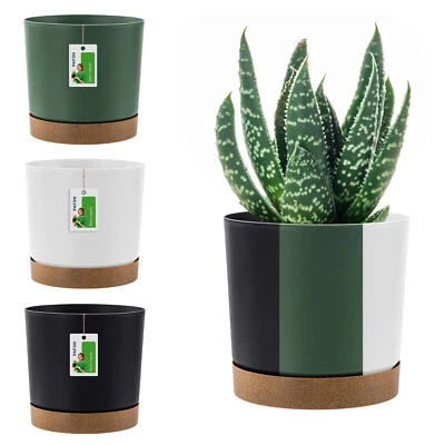 Blumentopf Übertopf Tubo Prosperplast Blumenkübel mit EcoHolz Untersetzer Rund - Bild 1 von 4