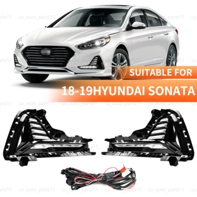 For 2018 2019 Hyundai Sonata LED Fog Lights DRL Lamps Cover Bezels 4p Left Right - Image 1 of 4