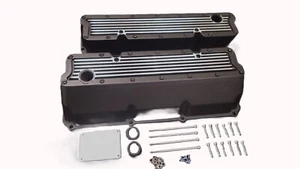 Ford V8 302 351 Cleveland Tall Alloy Valve Covers Black Finish - Picture 1 of 2