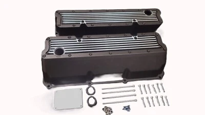 Ford V8 302 351 Cleveland Tall Alloy Valve Covers Black Finish - Image 1 of 3