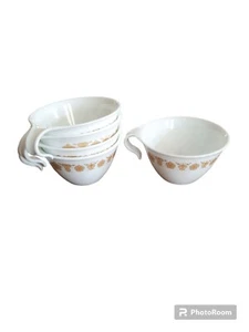 Corelle Corning Ware Schmetterling Gold Teetasse Kaffeebecher mit Haken Griff 5er Set - Bild 1 von 2