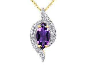 RYLOS Halskette: Marquise Edelstein & Diamant Anhänger, Gelbgold vergoldet Silber - Bild 1 von 17