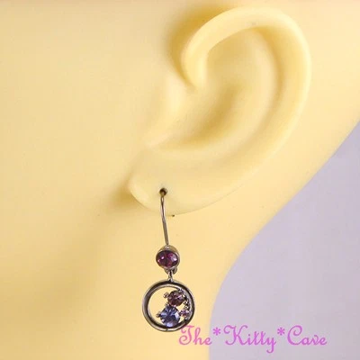 Chic Hematite Pink, Purple & Violet Drop Dangle Earrings w/ Swarovski Crystals - Image 1 of 4