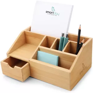 smartday Schreibtisch-Organizer aus Holz Stiftebox Schreibtischablage Bambus - Bild 1 von 7