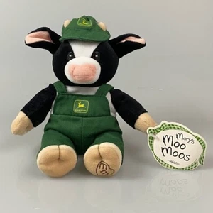 Marys Moo Moos John Deere Boy Plush Stuffed Animal 9 Inches Cow Figurine Retired - Picture 1 of 7