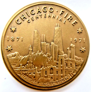 Chicago Fire 1871-1971 Centennial Coin Medal, Bronze Token