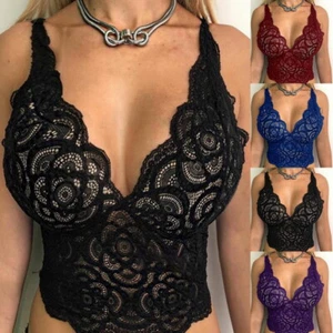 Womens Lace Floral Bralette Bralet Cami Tank Vest Bra Bustier Unpadded Crop Top❥ - Picture 1 of 17